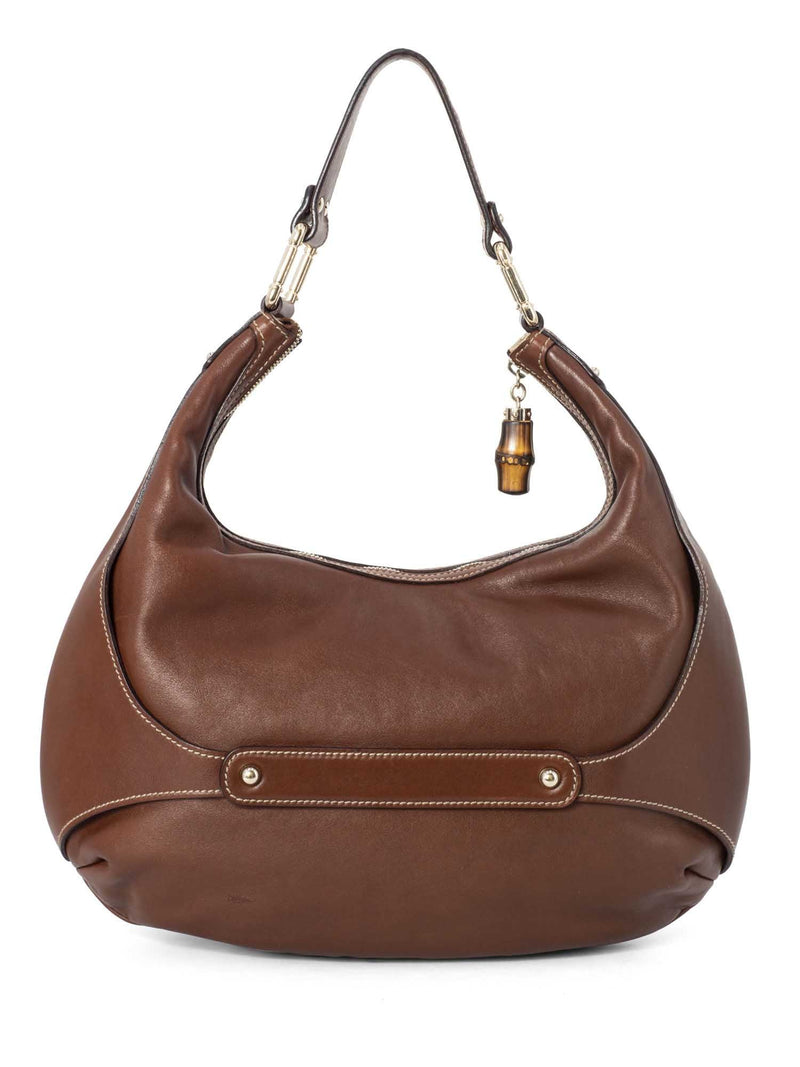 Gucci Leather Jackie O' Horsebit Hobo Bag Brown-designer resale