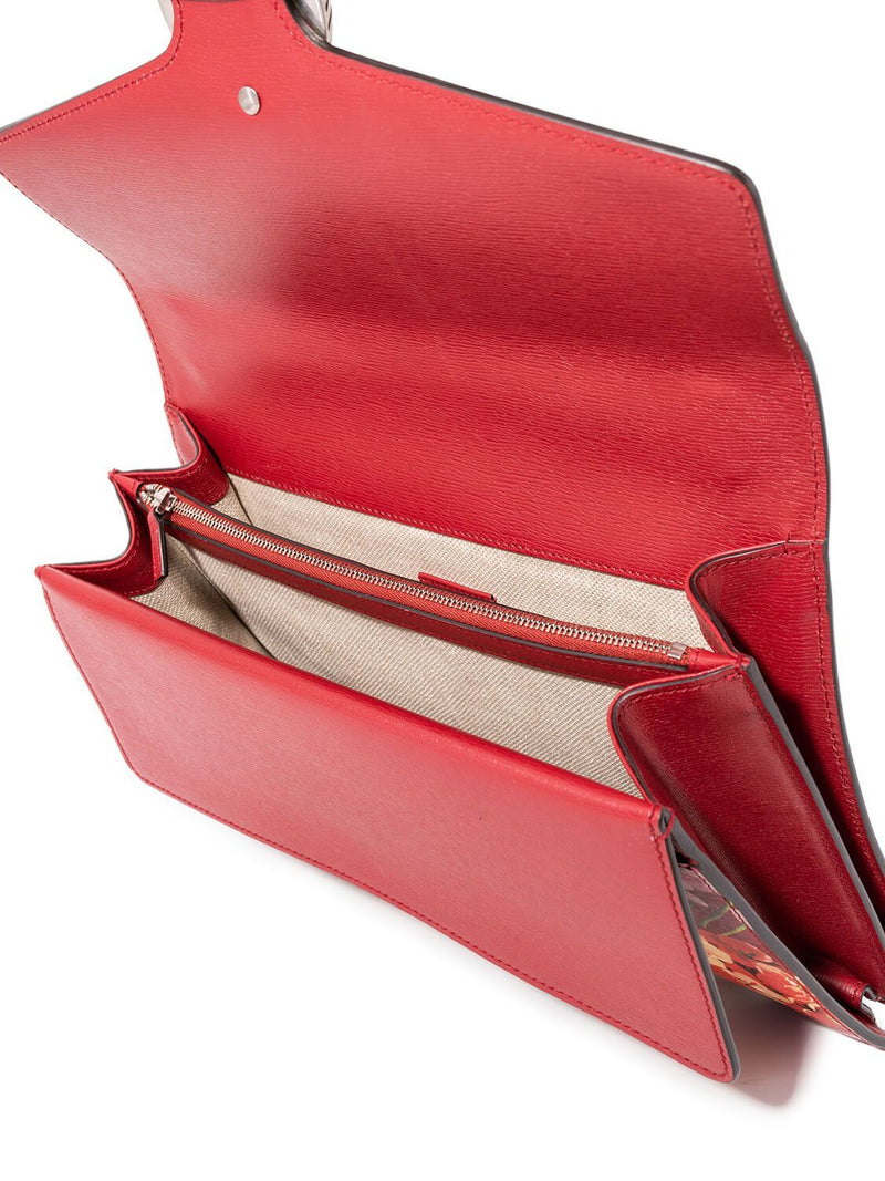 Gucci Leather Medium Dionysus Blooms Print Flap Bag Red-designer resale