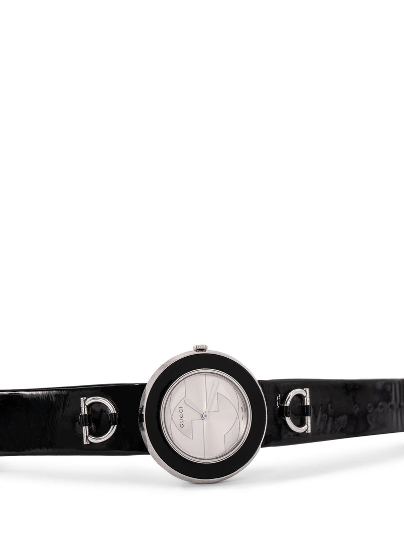 Gucci Leather Monogram Watch White Black-designer resale