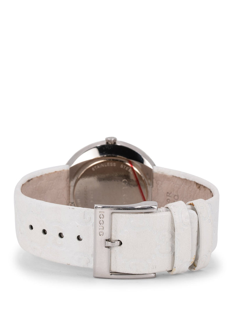 Gucci Leather Monogram Watch White Black-designer resale