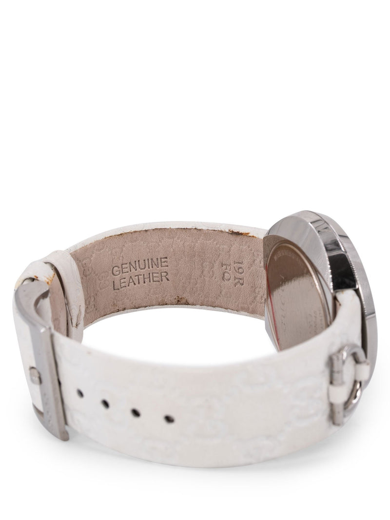 Gucci Leather Monogram Watch White Black-designer resale