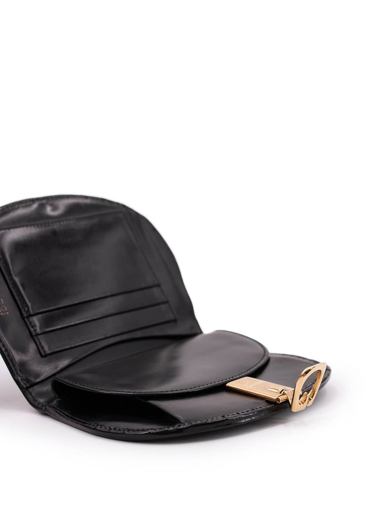 Gucci Leather Saddle Wallet Black-designer resale