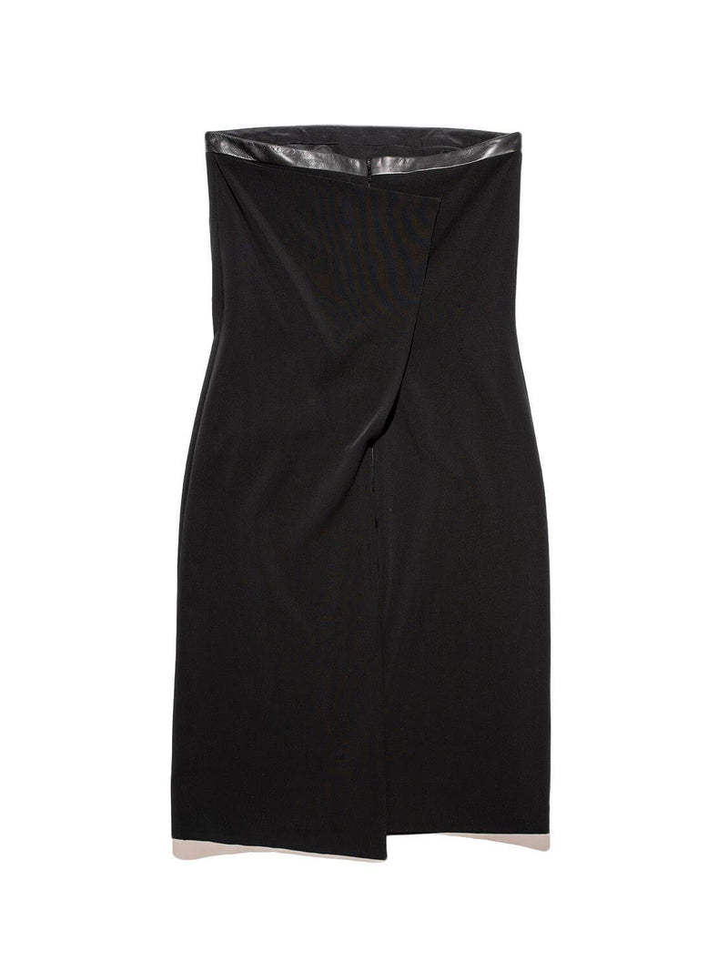 Gucci Leather Silk Strapless Fitted Mini Dress Black-designer resale