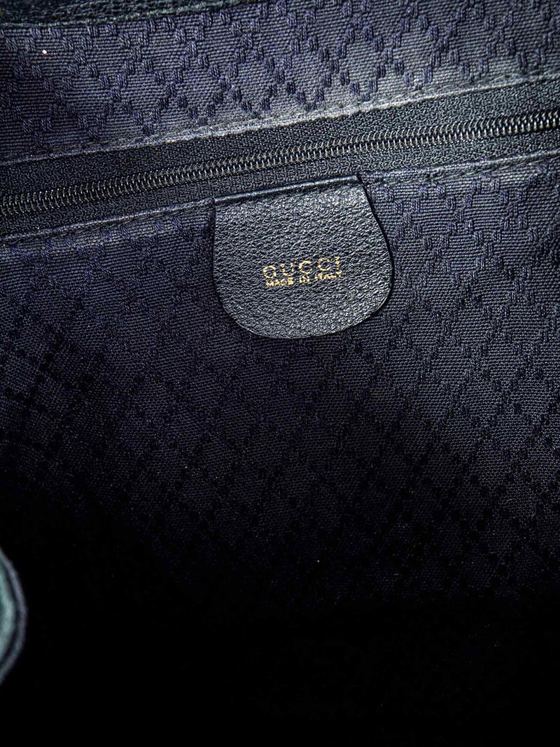 Gucci Leather Suede Bamboo Medium Backpack Black-designer resale