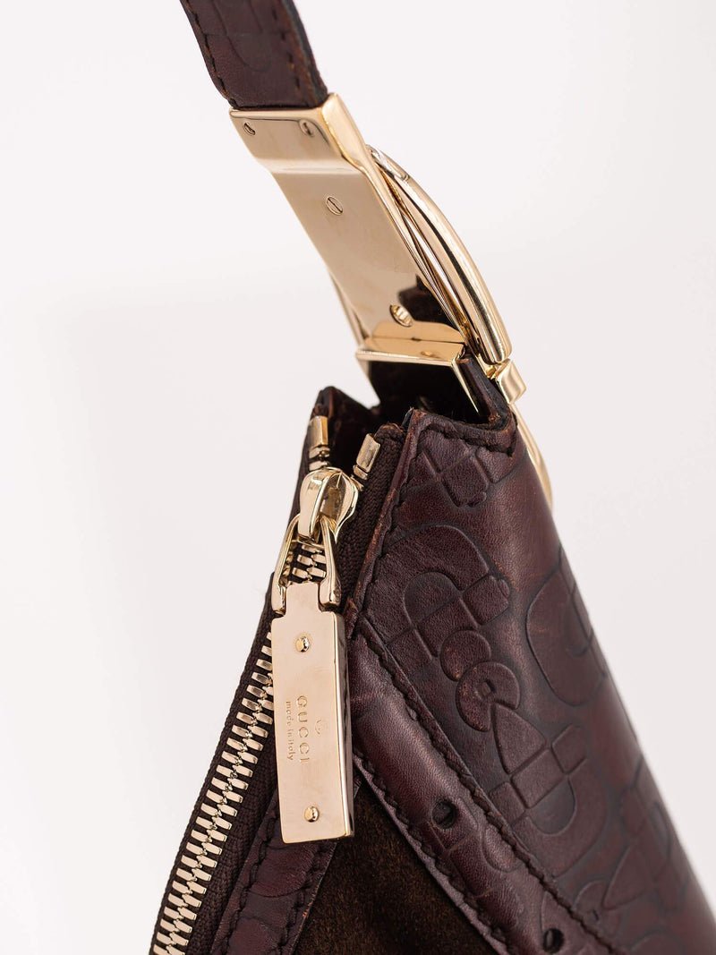 Gucci Leather Suede Hobo Bag Brown-designer resale