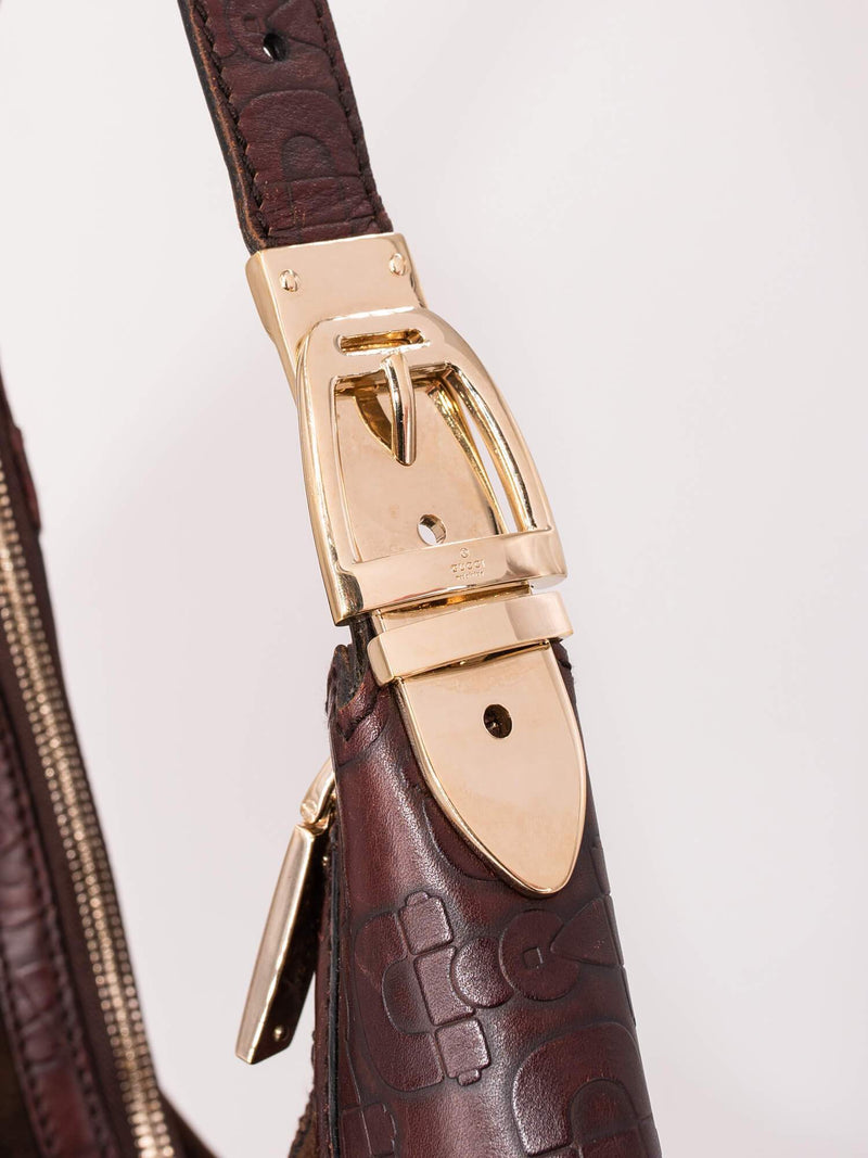 Gucci Leather Suede Hobo Bag Brown-designer resale
