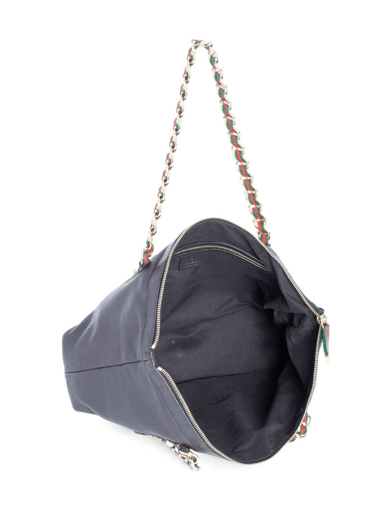 Gucci Leather Web Stripe Bag Black-designer resale