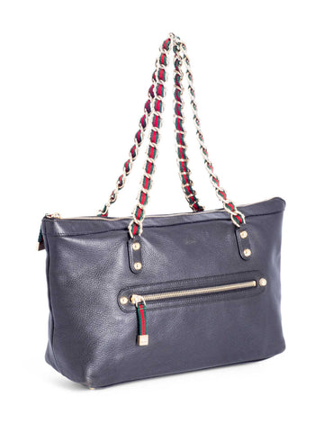 Gucci Leather Web Stripe Bag Black-designer resale