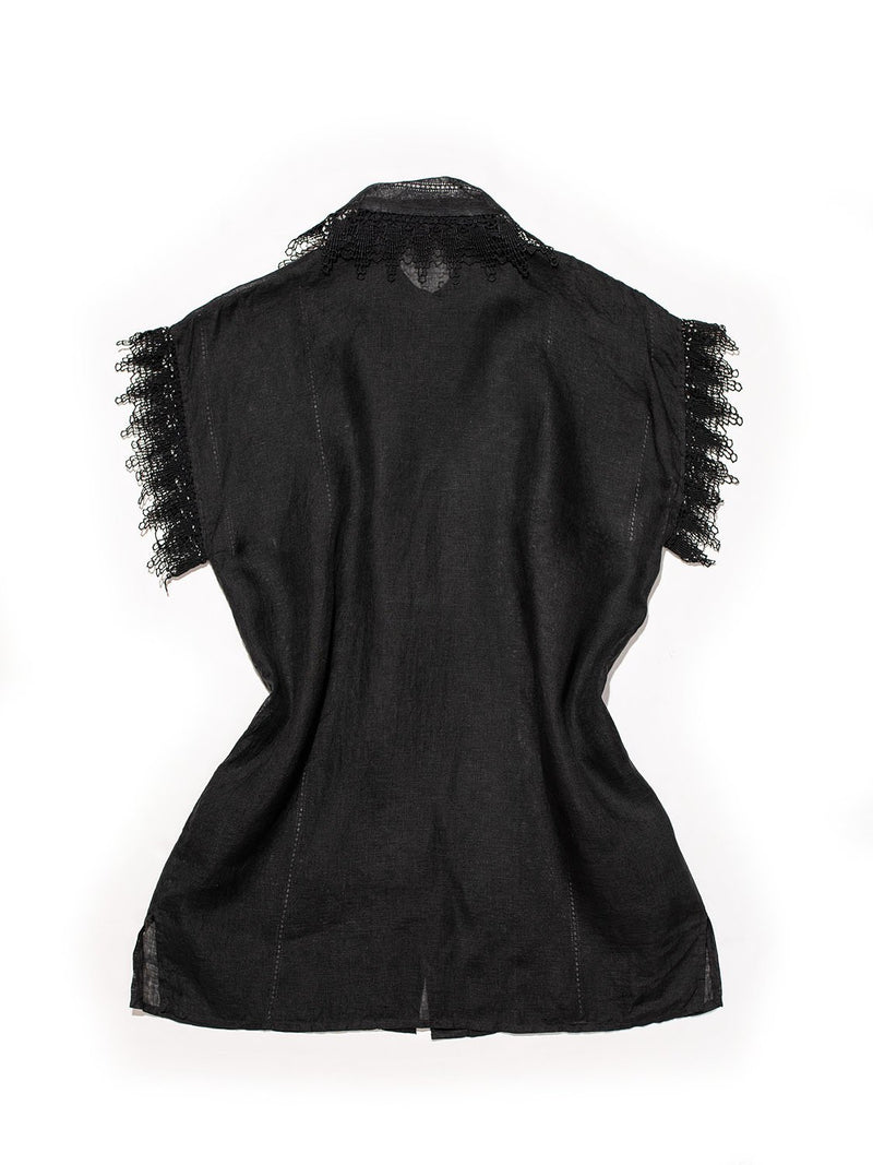 Gucci Linen Lace Shirt Black-designer resale