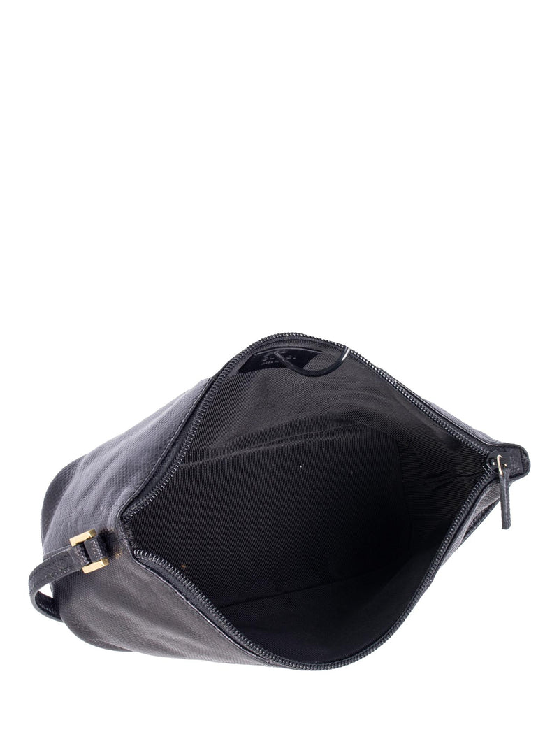 Gucci Lizard Embossed Leather Baguette Handbag Black-designer resale