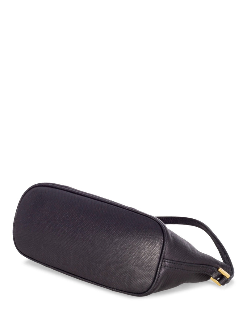 Gucci Lizard Embossed Leather Baguette Handbag Black