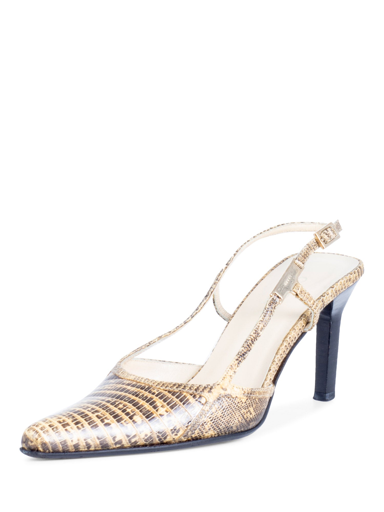 Gucci Lizard Skin Pointed Toe Pumps Brown