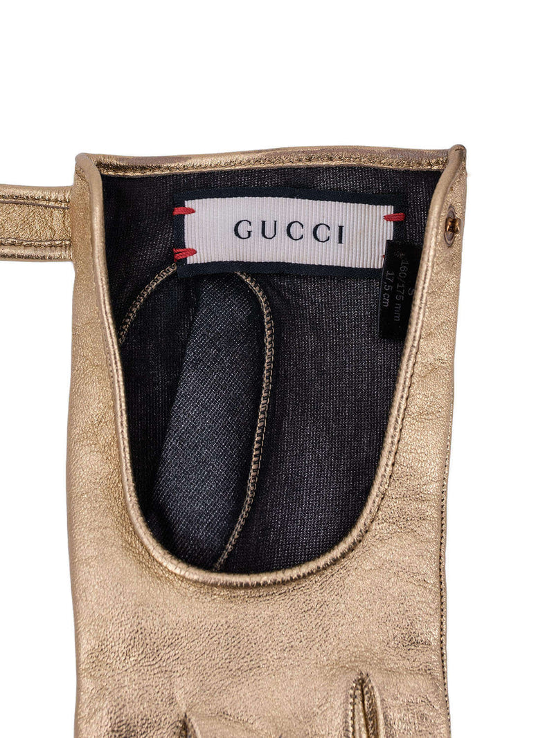 Gucci Metallic Nappa Donna Fingerless Gloves Gold-designer resale