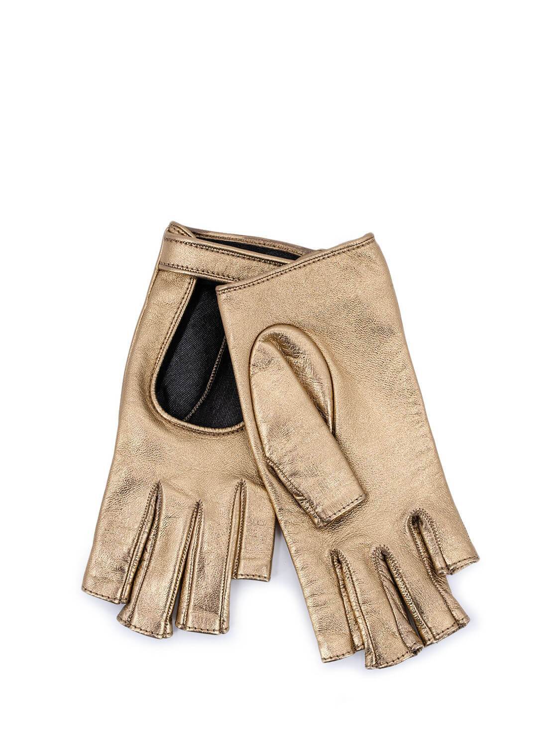 Gucci Metallic Nappa Donna Fingerless Gloves Gold-designer resale