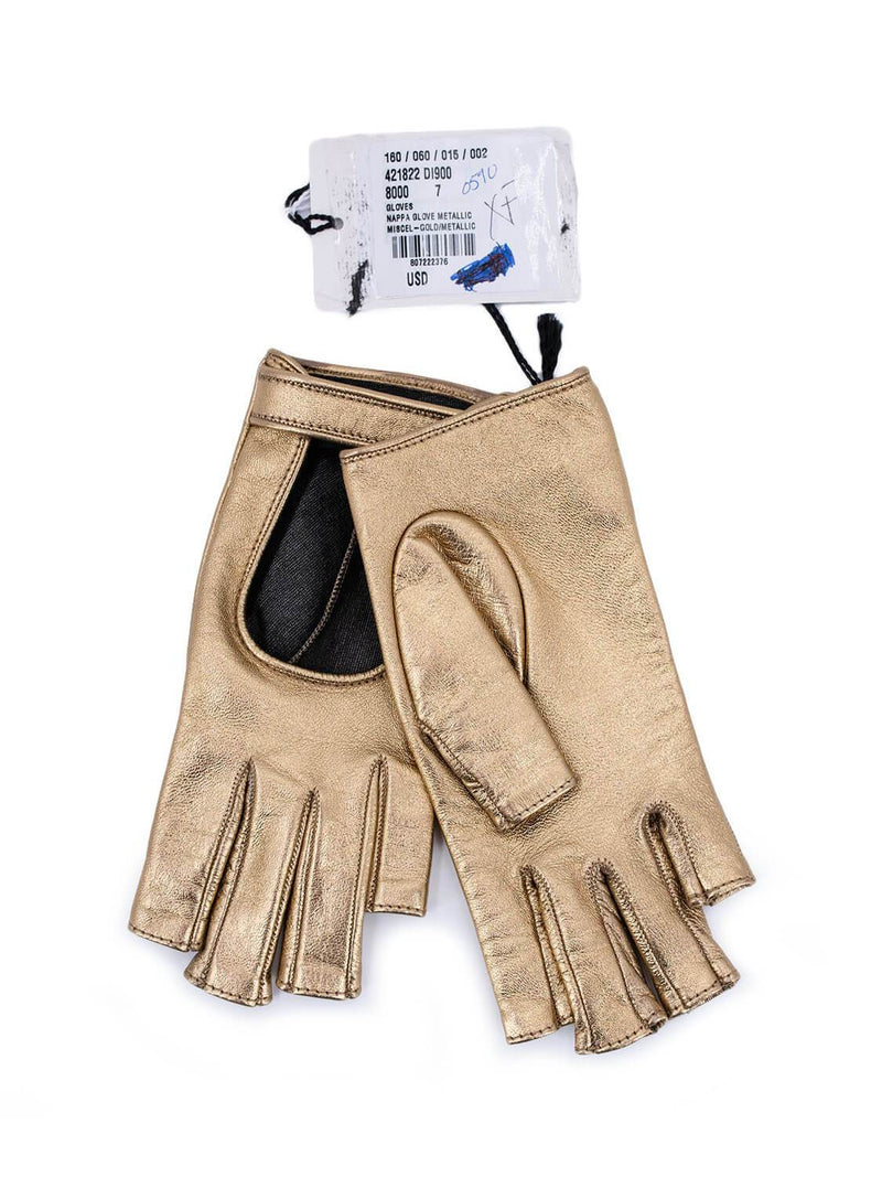 Gucci Metallic Nappa Donna Fingerless Gloves Gold-designer resale