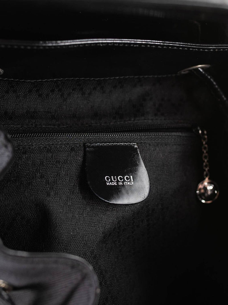 Gucci Patent Leather Bamboo Medium Backpack Black-designer resale