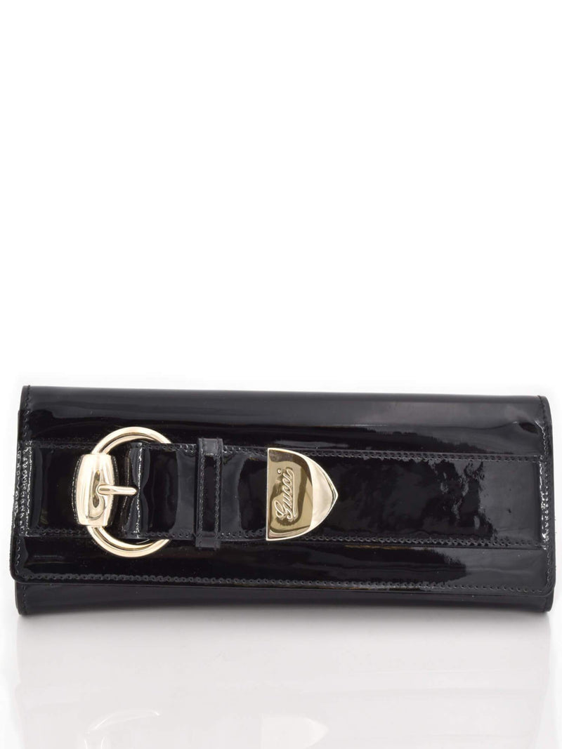 Gucci Patent Leather Romy Clutch Black-designer resale