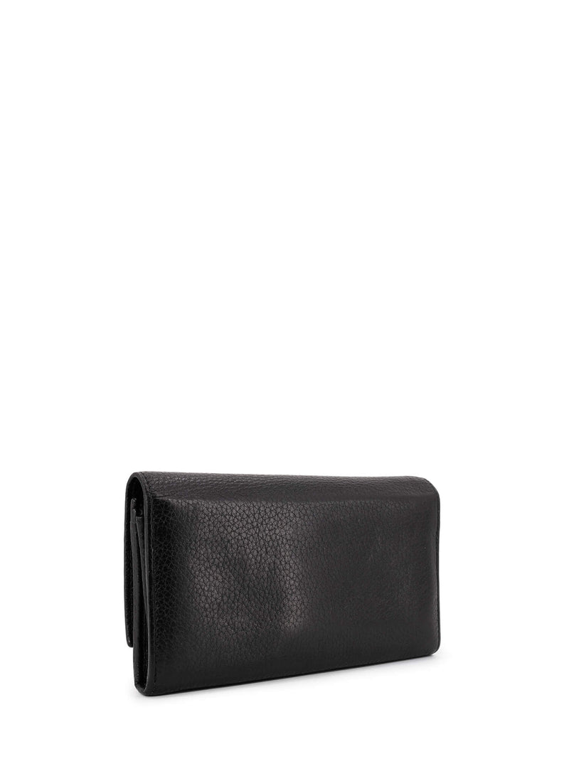 Gucci Pebbled Leather Soho Continental Flap Wallet Black-designer resale