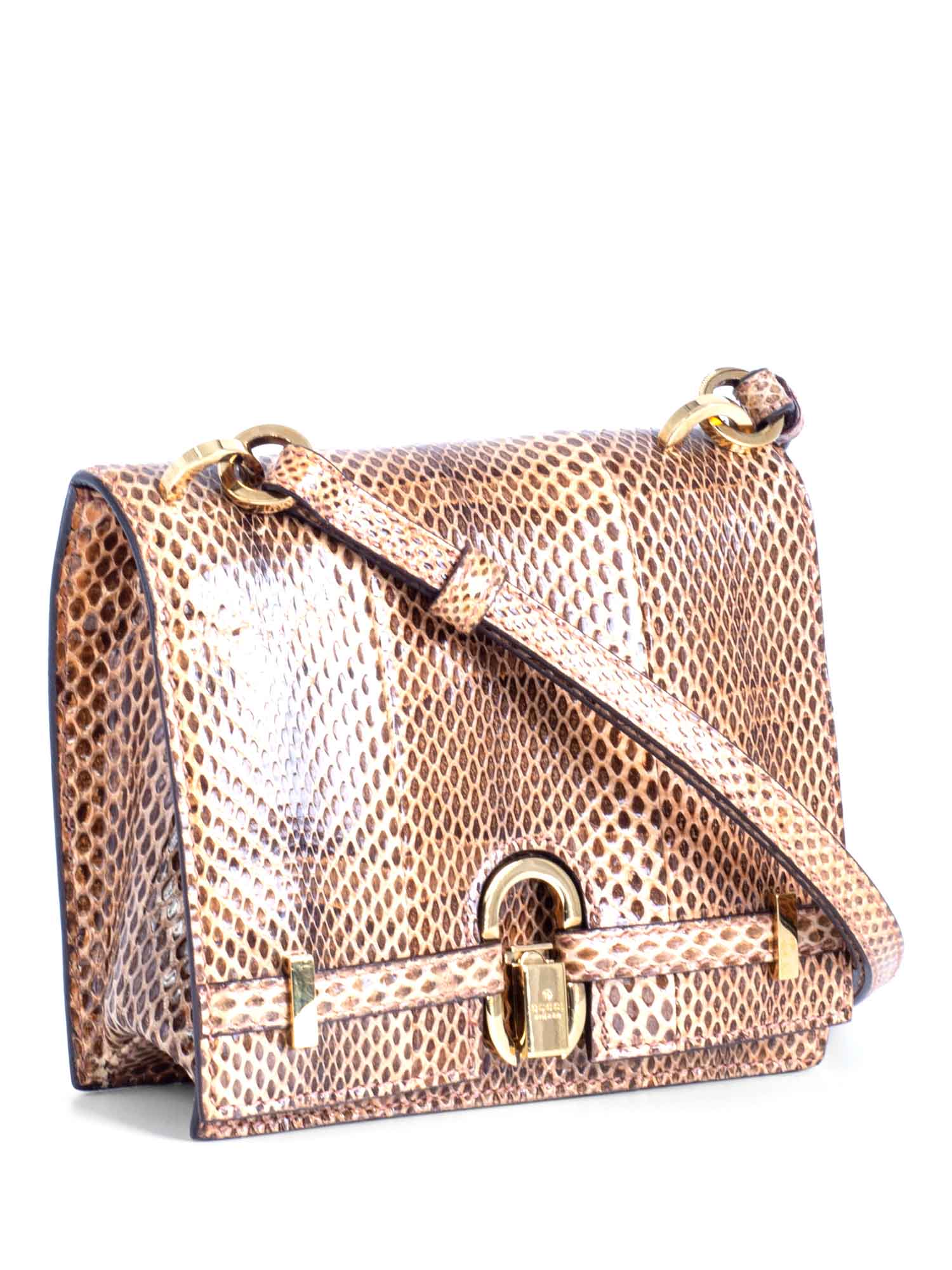 Gucci Python Mini Flap Shoulder Bag Brown