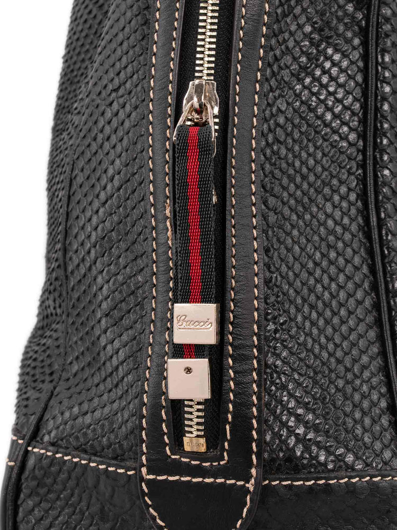 Gucci Python Web Stripe Duffle Bag Black-designer resale