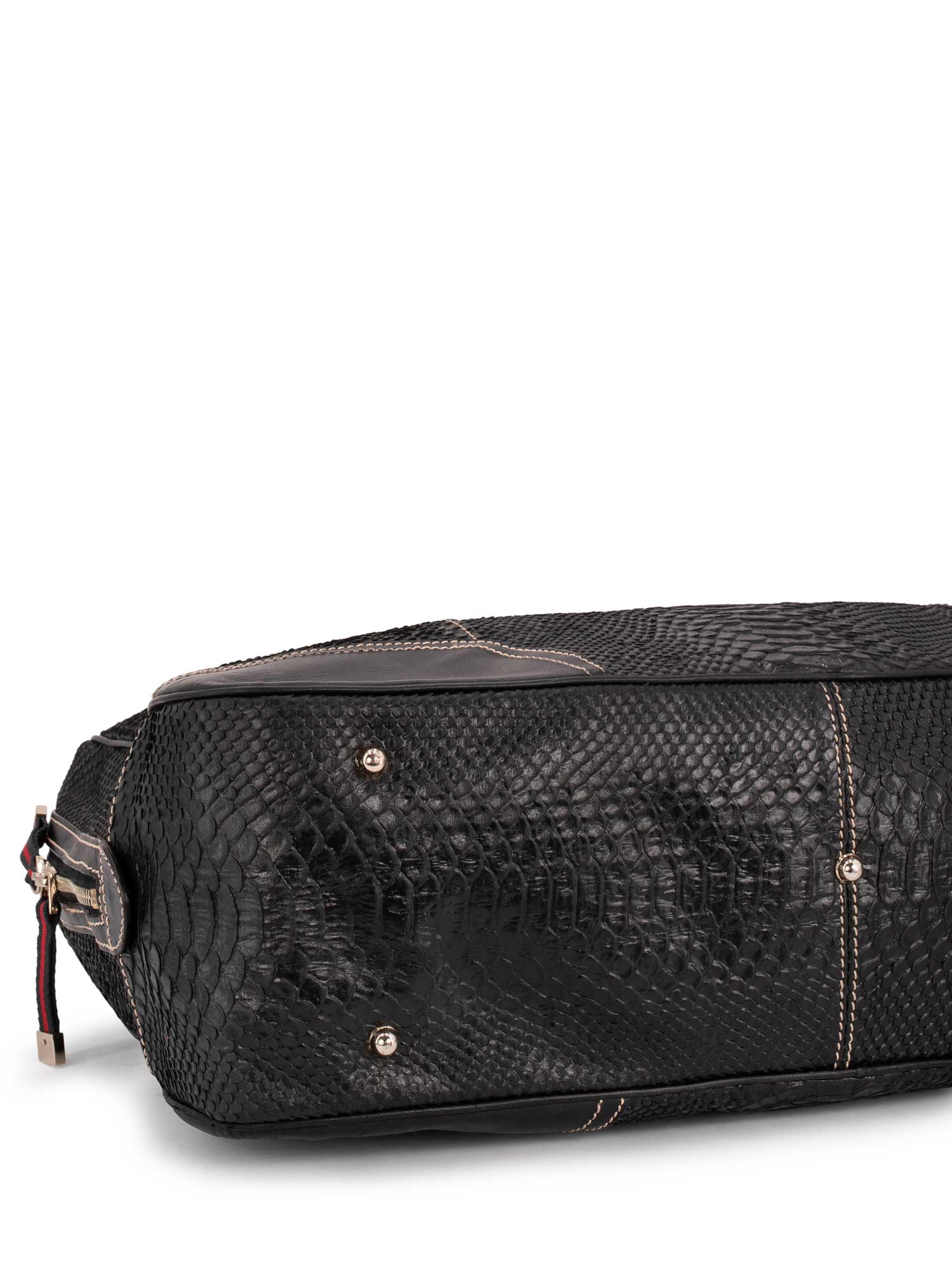 Gucci Python Web Stripe Duffle Bag Black