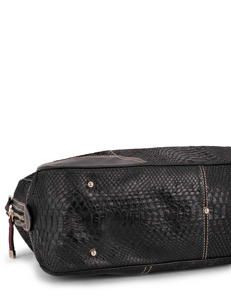 Gucci Python Web Stripe Duffle Bag Black-designer resale