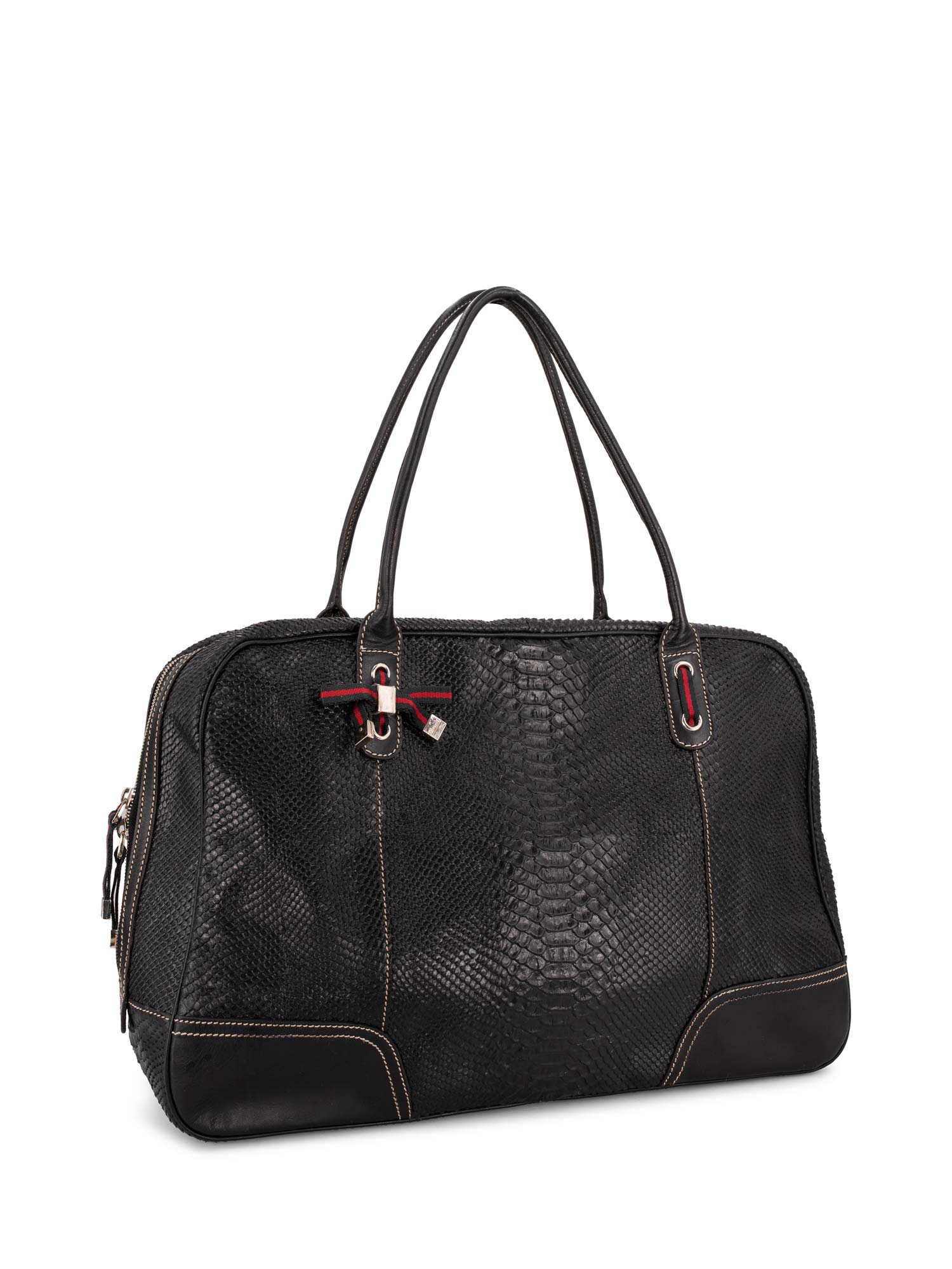 Gucci Python Web Stripe Duffle Bag Black-designer resale