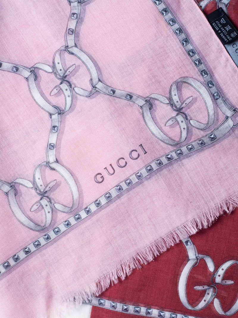 Gucci Silk Blend GG Supreme Scarf Red Pink-designer resale