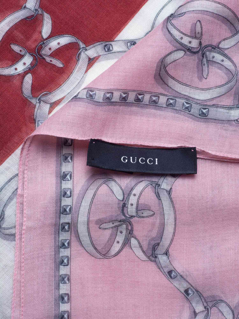 Gucci Silk Blend GG Supreme Scarf Red Pink-designer resale