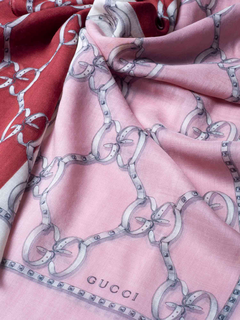 Gucci Silk Blend GG Supreme Scarf Red Pink-designer resale