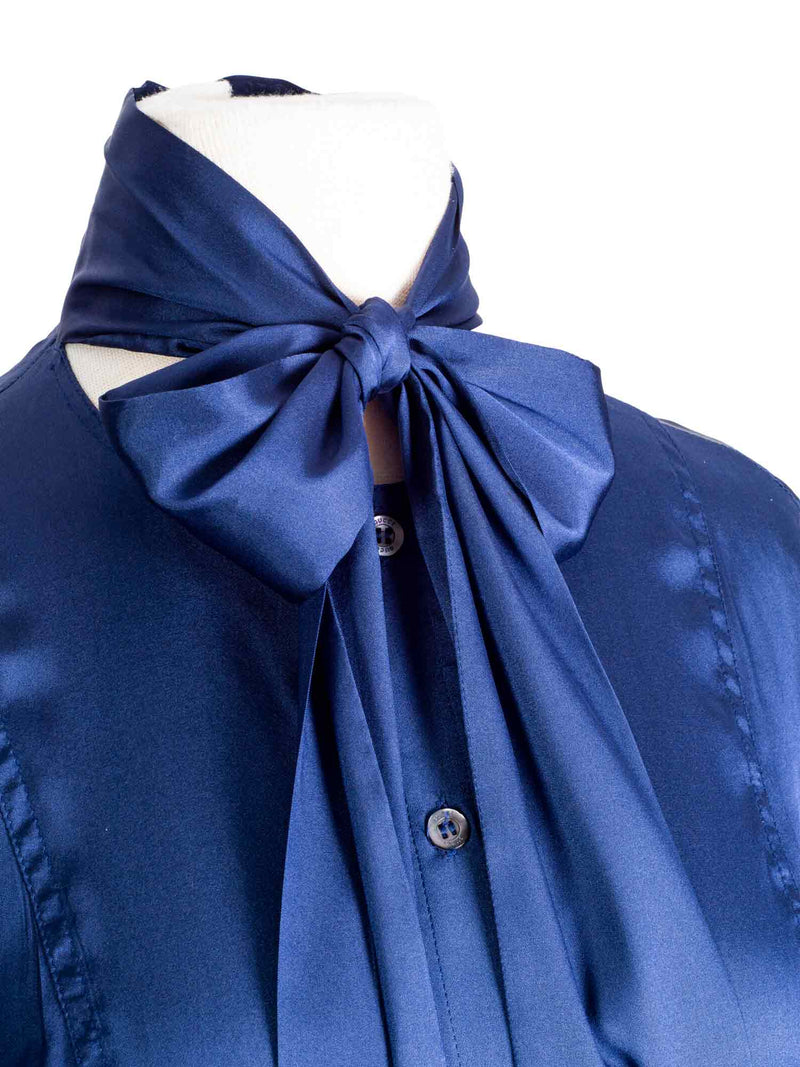 Gucci Silk Bowtie Blouse Blue-designer resale