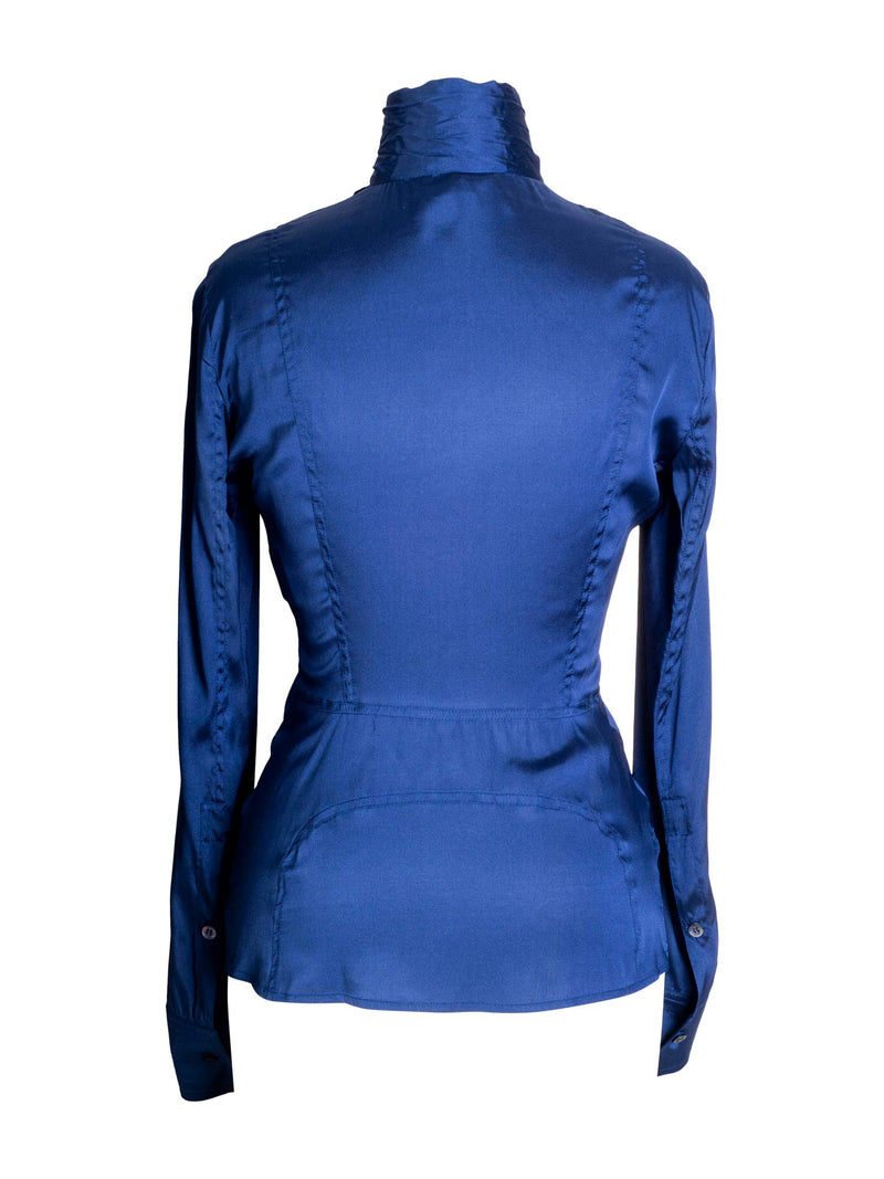 Gucci Silk Bowtie Blouse Blue-designer resale