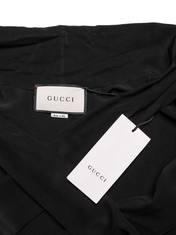 Gucci Silk Bowtie Ladybugs Blouse Black