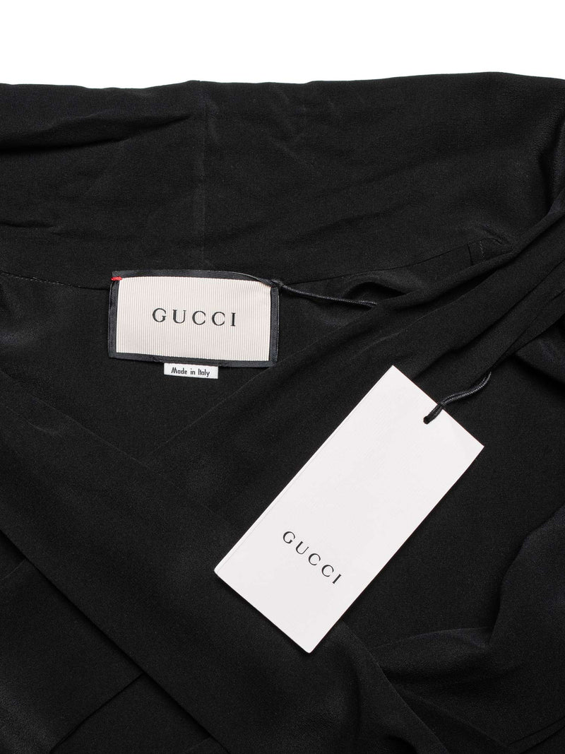 Gucci Silk Bowtie Ladybugs Blouse Black-designer resale
