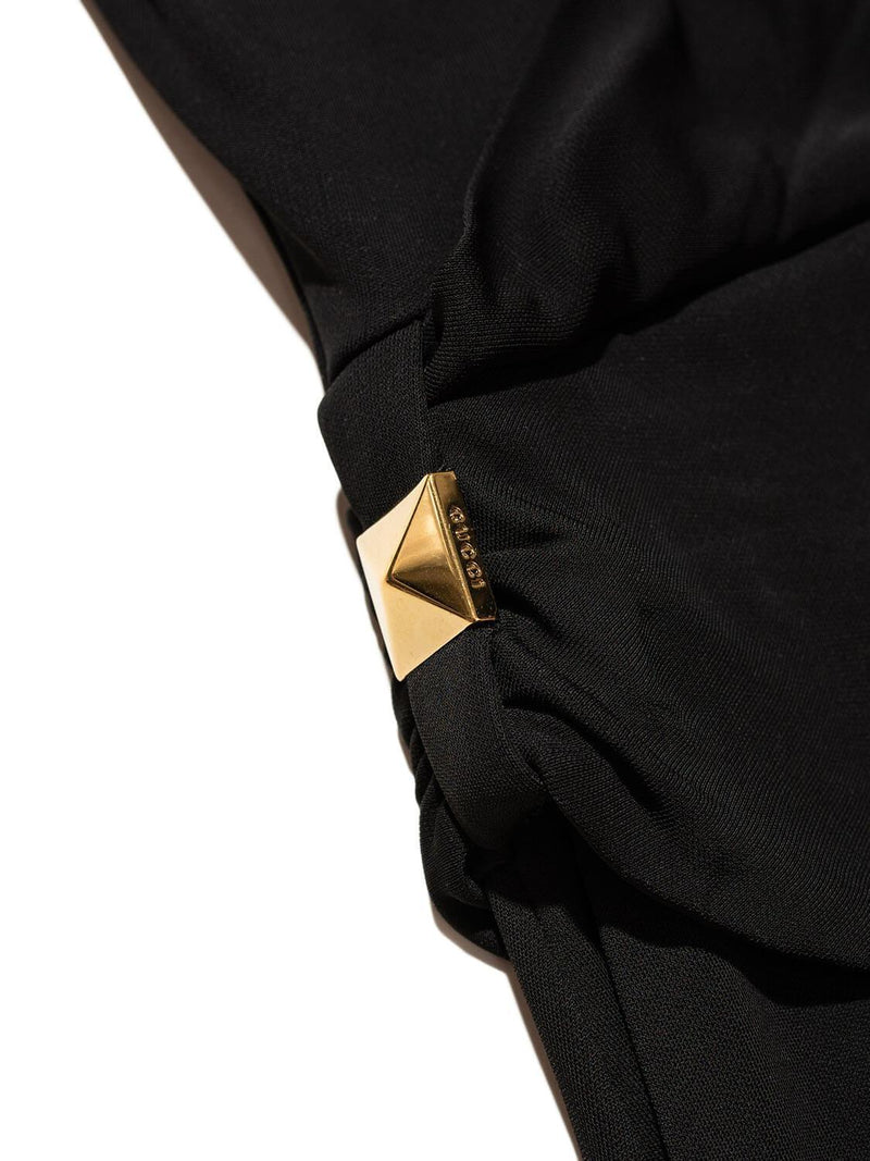 Gucci Silk Fitted Pleated Dress Black-designer resale