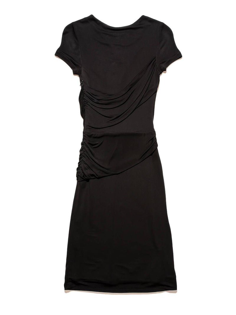 Gucci Silk Fitted Pleated Dress Black-designer resale