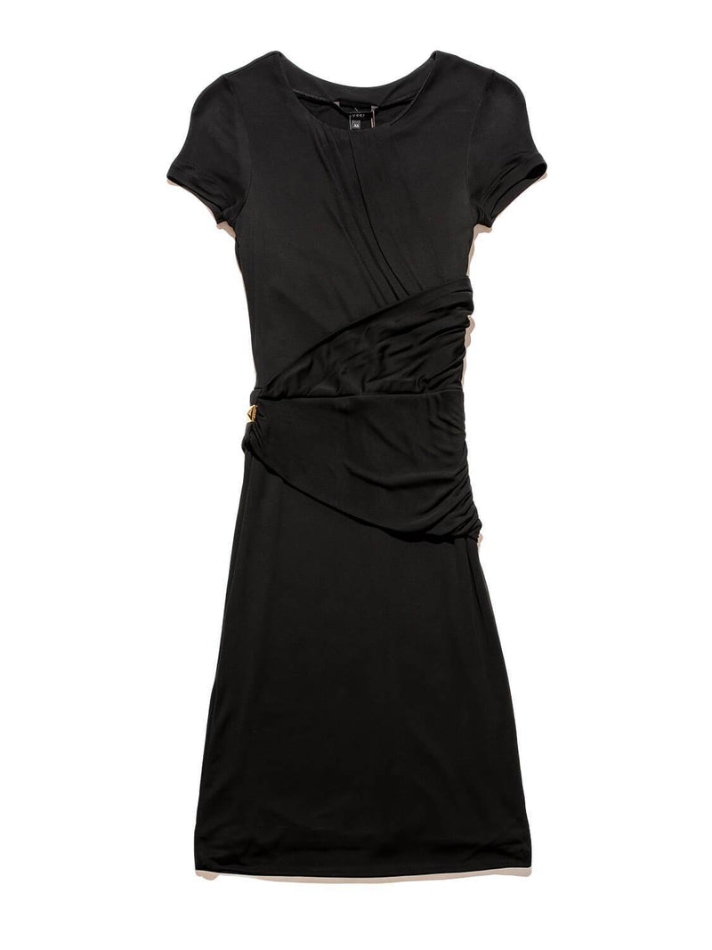 Gucci Silk Fitted Pleated Dress Black-designer resale