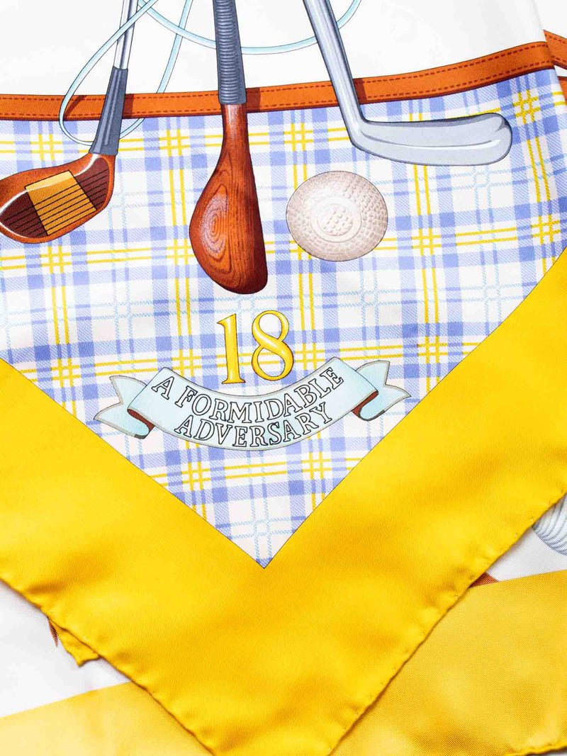 Gucci Silk Mini Golf Game Scarf Yellow-designer resale