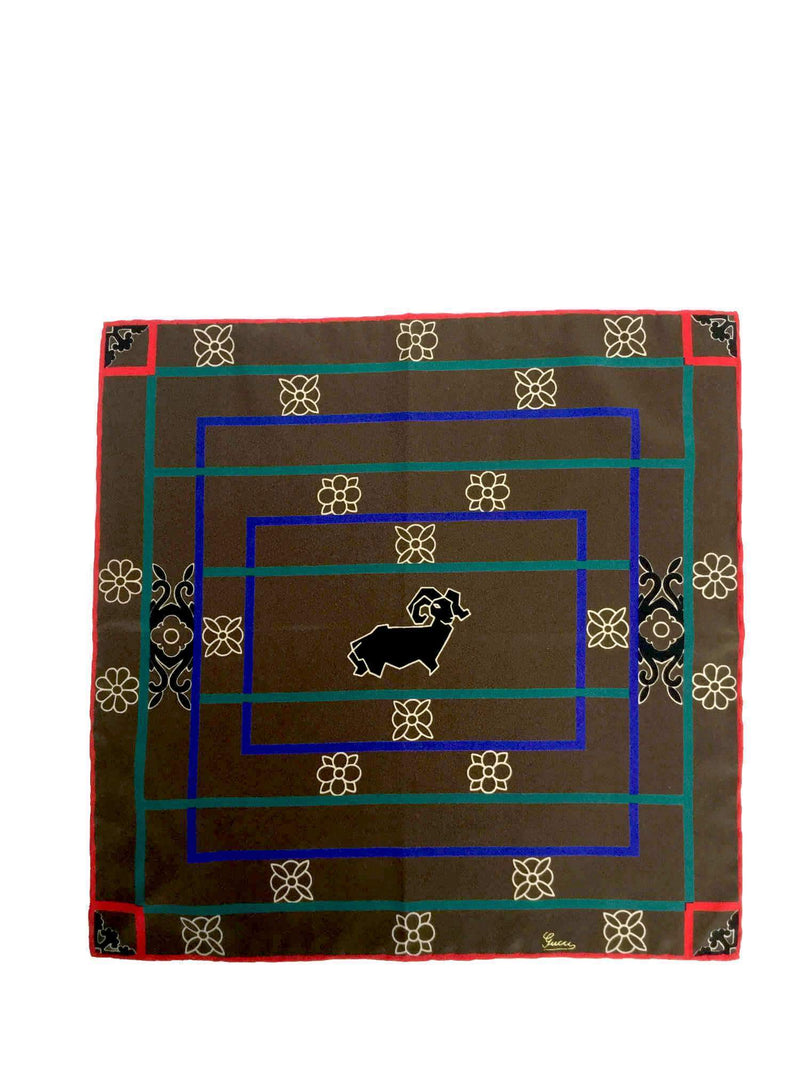 Gucci Silk Taurus Small Scarf Brown-designer resale