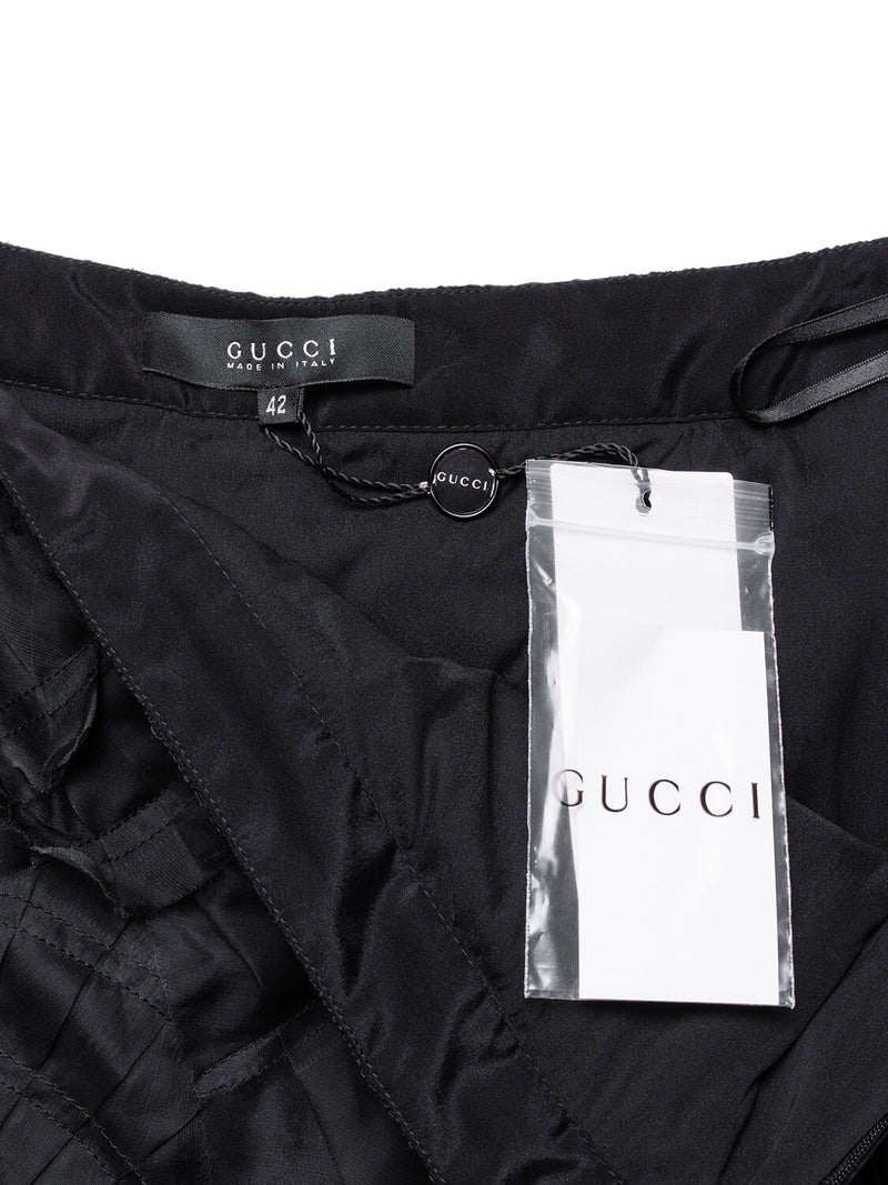 Gucci Silk Tulle Mini Skirt Black-designer resale