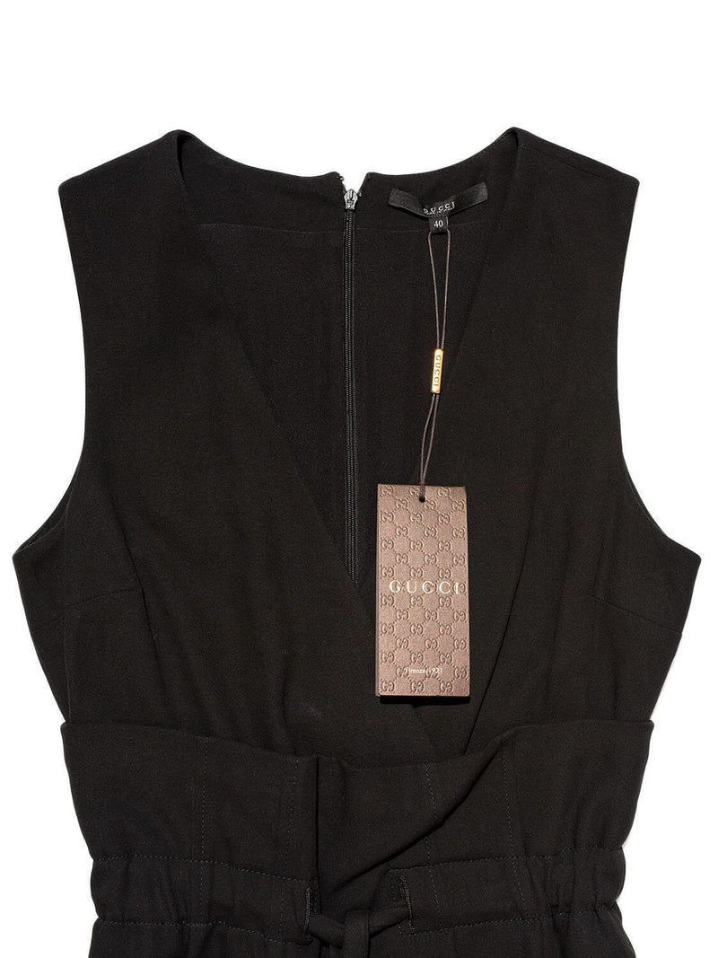 Gucci Sleeveless Tassel Midi Dress Black-designer resale