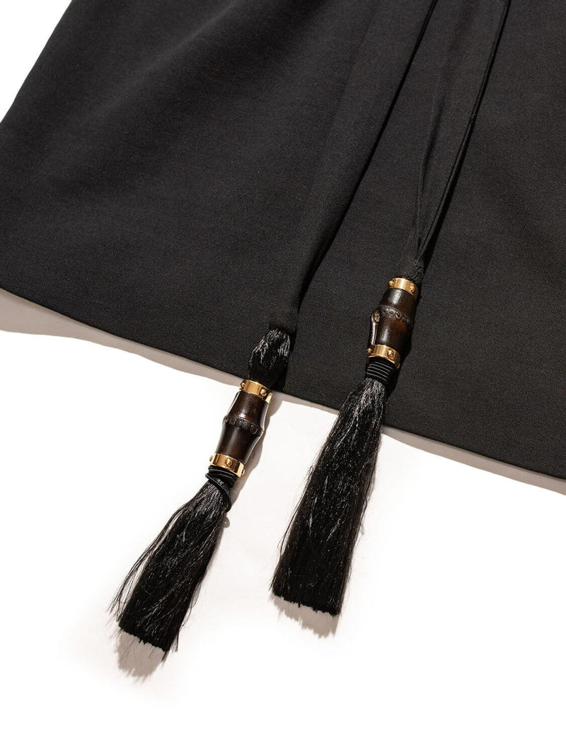 Gucci Sleeveless Tassel Midi Dress Black-designer resale