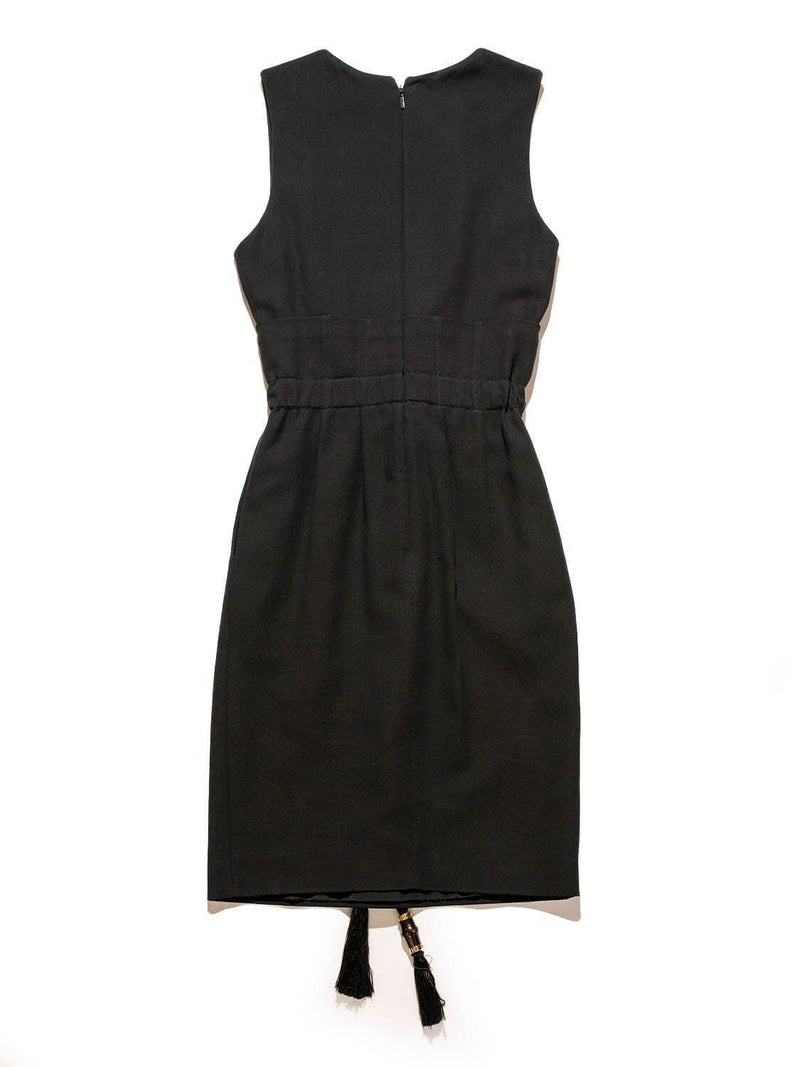 Gucci Sleeveless Tassel Midi Dress Black-designer resale