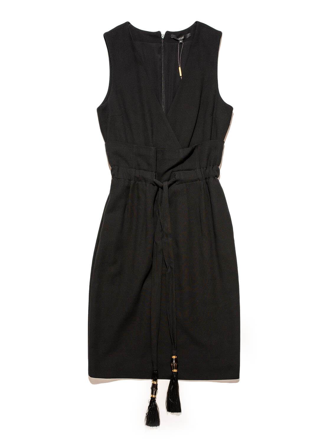 Gucci Sleeveless Tassel Midi Dress Black-designer resale