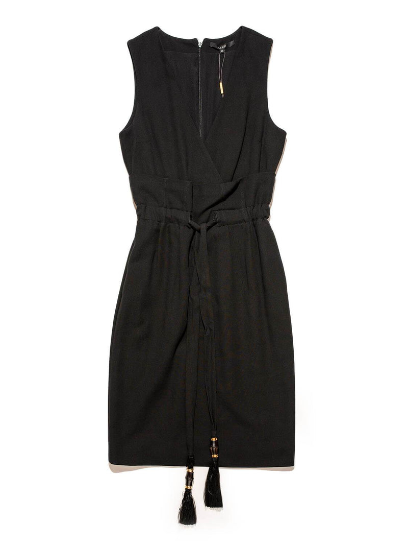 Gucci Sleeveless Tassel Midi Dress Black-designer resale