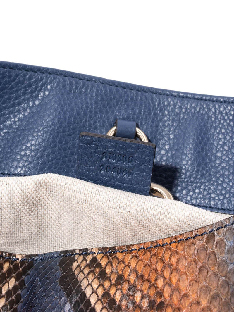 Gucci Snakeskin GG Tassel Large Soho Bag Brown Blue-designer resale