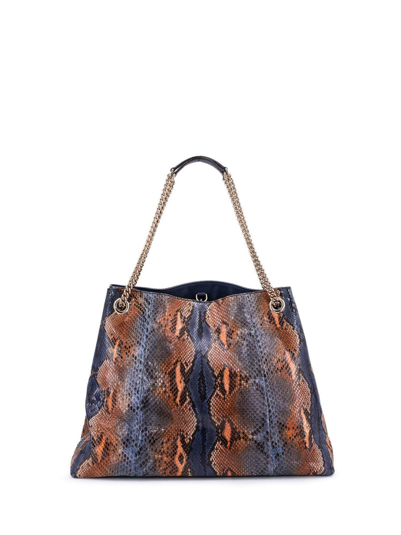 Gucci Snakeskin GG Tassel Large Soho Bag Brown Blue-designer resale