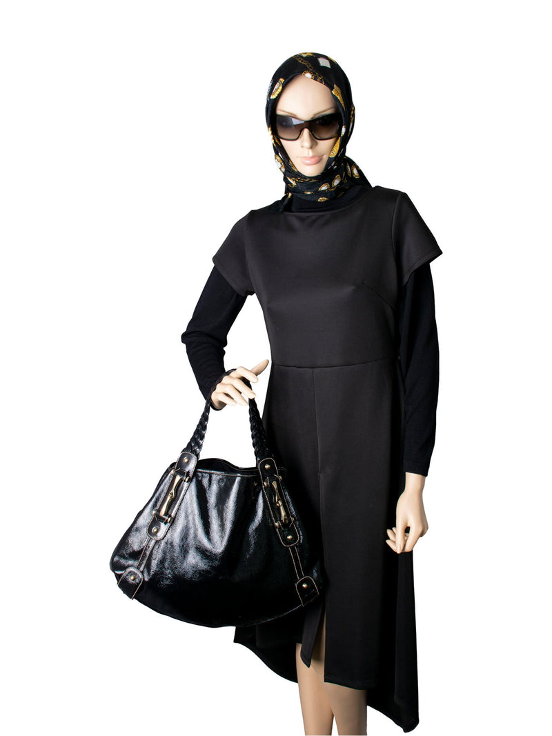 Gucci Soft Patent Leather Horsebit Shoulder Bag Black-designer resale