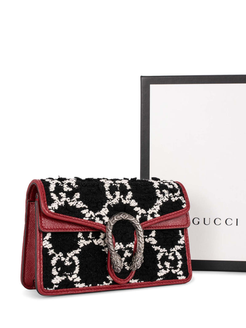 Gucci Tweed Monogram Dionysus Super Mini Flap Bag Black