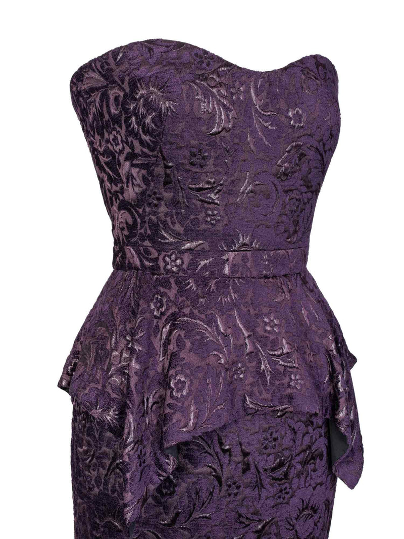 Gucci Velvet Fitted Mini Strapless Dress Purple-designer resale